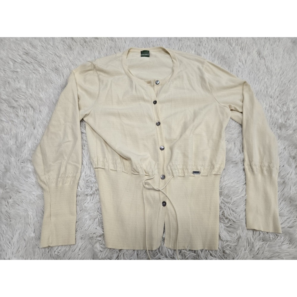 Vintage Geiger Austria Cardigan Rope Belt Sz 42 Wrap Top Long Sleeve Shirt Cream